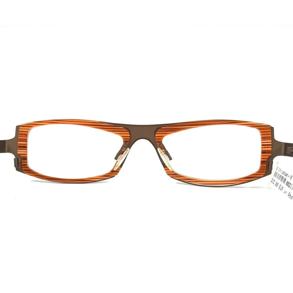 THEO Eyeglasses Frames christoph 18 Brown Striped Orange Rectangular 48-19-135